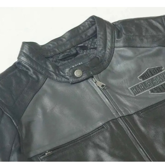 Harley Davidson Men's Votary black and Gray 100% Real Leather Motorcycle Jacket - Picture 3 of 4